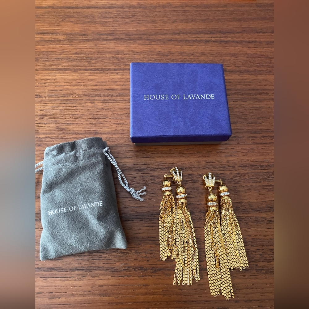 Rare House of Lavande Sunset double tassel earrings one of a kind clip ons - Picture 1 of 6